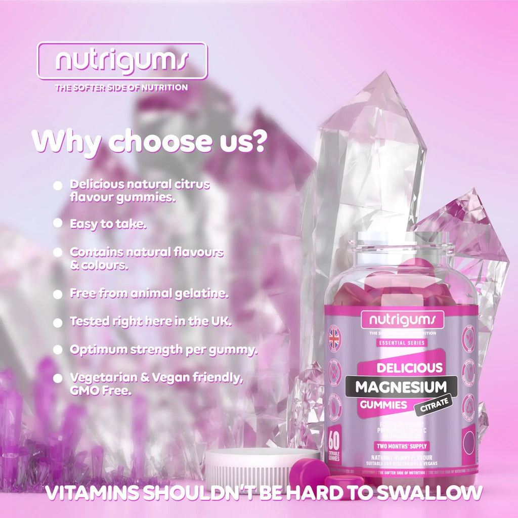 Magnesium Citrate 1250mg & Vitamin C Gummy | Mixed Berry Flavour | 60 Vegan Gummies - TrustMedUSA