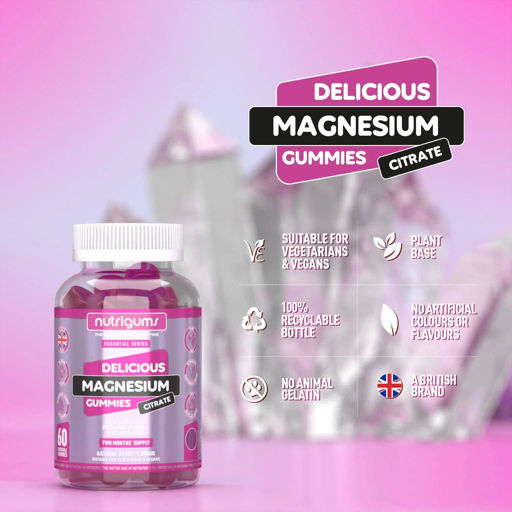 Magnesium Citrate 1250mg & Vitamin C Gummy | Mixed Berry Flavour | 60 Vegan Gummies - TrustMedUSA