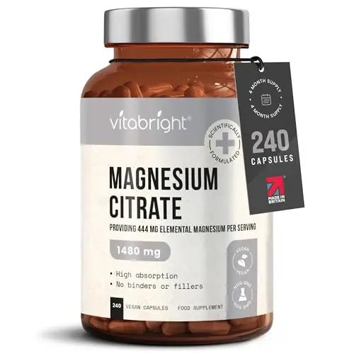 Magnesium Citrate - 1480mg High Strength - 240 Capsules (4 Month Supply) - Vegan - TrustMedUSA