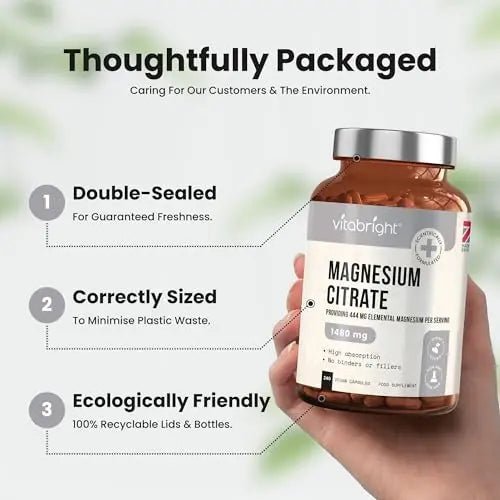 Magnesium Citrate - 1480mg High Strength - 240 Capsules (4 Month Supply) - Vegan - TrustMedUSA