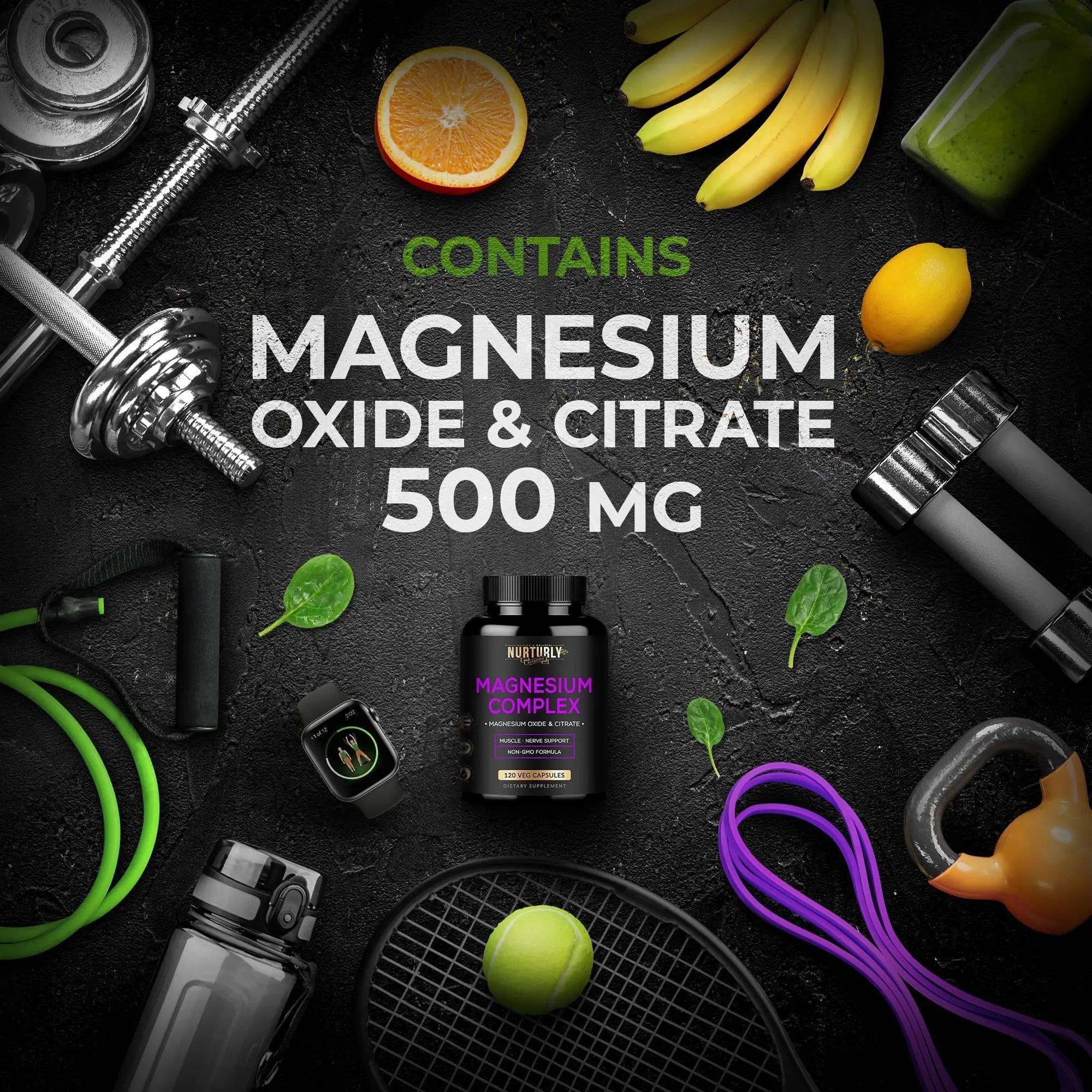 Magnesium Citrate & Oxide 500mg Complex Supplement - High Absorption Maximum Strength - Helps Support Bone Density and Strength, Muscles, Energy and Sleep - 120 Vegan Capsules - TrustMedUSA