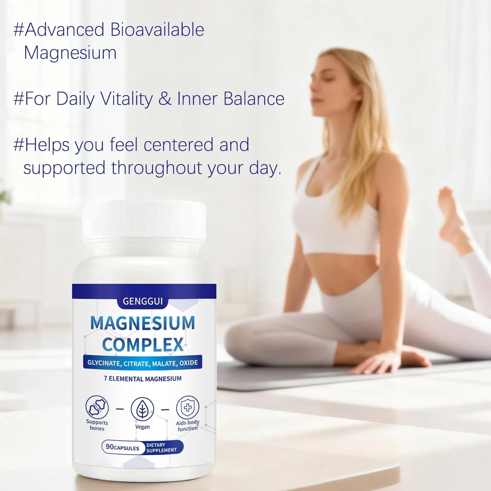 Magnesium Complex 1000mg - 7-in-1 Supplement with Glycinate, Citrate & Malate - Supports Muscle Relaxation, Sleep, Heart Health - High Absorption Capsules, 90 Count (1) - TrustMedUSA