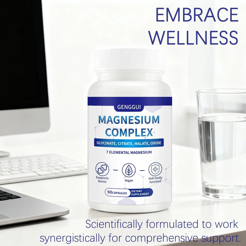 Magnesium Complex 1000mg - 7-in-1 Supplement with Glycinate, Citrate & Malate - Supports Muscle Relaxation, Sleep, Heart Health - High Absorption Capsules, 90 Count (1) - TrustMedUSA