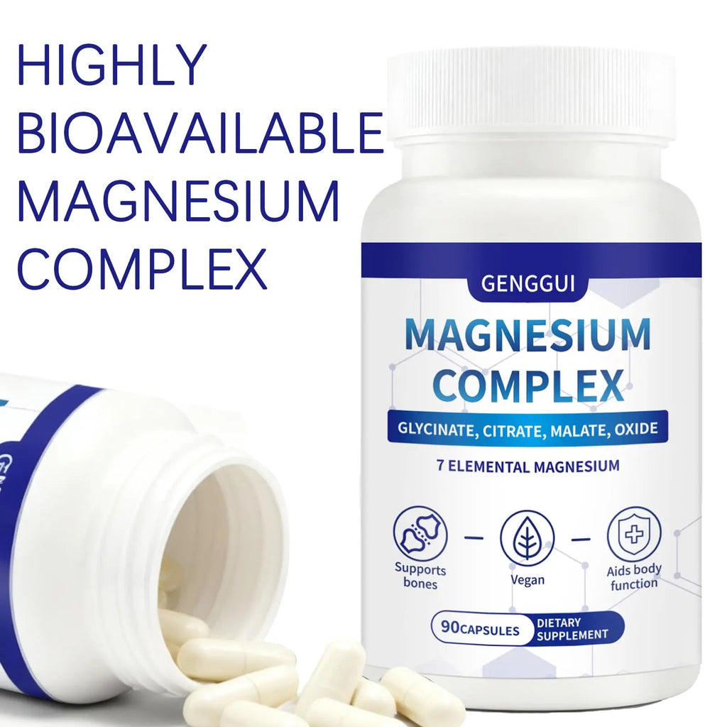 Magnesium Complex 1000mg - 7-in-1 Supplement with Glycinate, Citrate & Malate - Supports Muscle Relaxation, Sleep, Heart Health - High Absorption Capsules, 90 Count (1) - TrustMedUSA