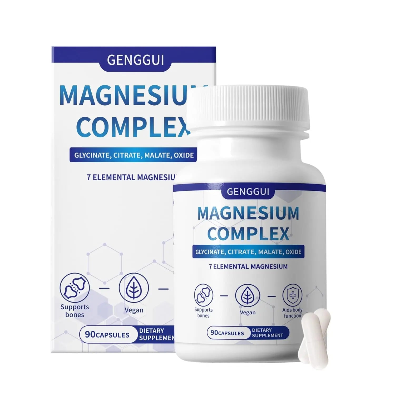 Magnesium Complex 1000mg with 8 Types - Glycinate, Citrate, Malate - Supports Muscle Relaxation, Bone Health, Energy Production & Sleep - High Absorption, Non-GMO, Vegan Capsules, 90 Count (001) - TrustMedUSA