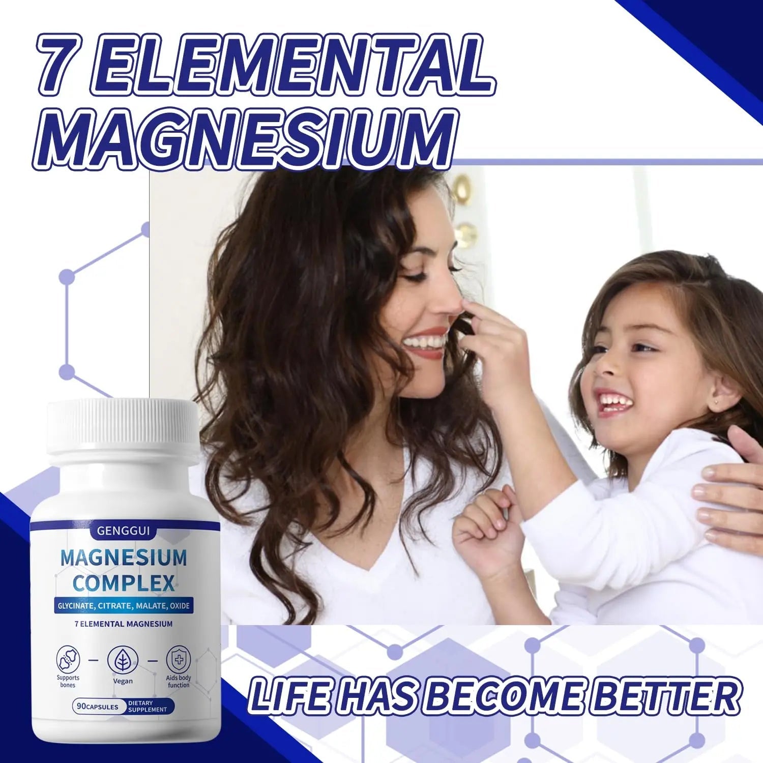 Magnesium Complex 1000mg with 8 Types - Glycinate, Citrate, Malate - Supports Muscle Relaxation, Bone Health, Energy Production & Sleep - High Absorption, Non-GMO, Vegan Capsules, 90 Count (001) - TrustMedUSA