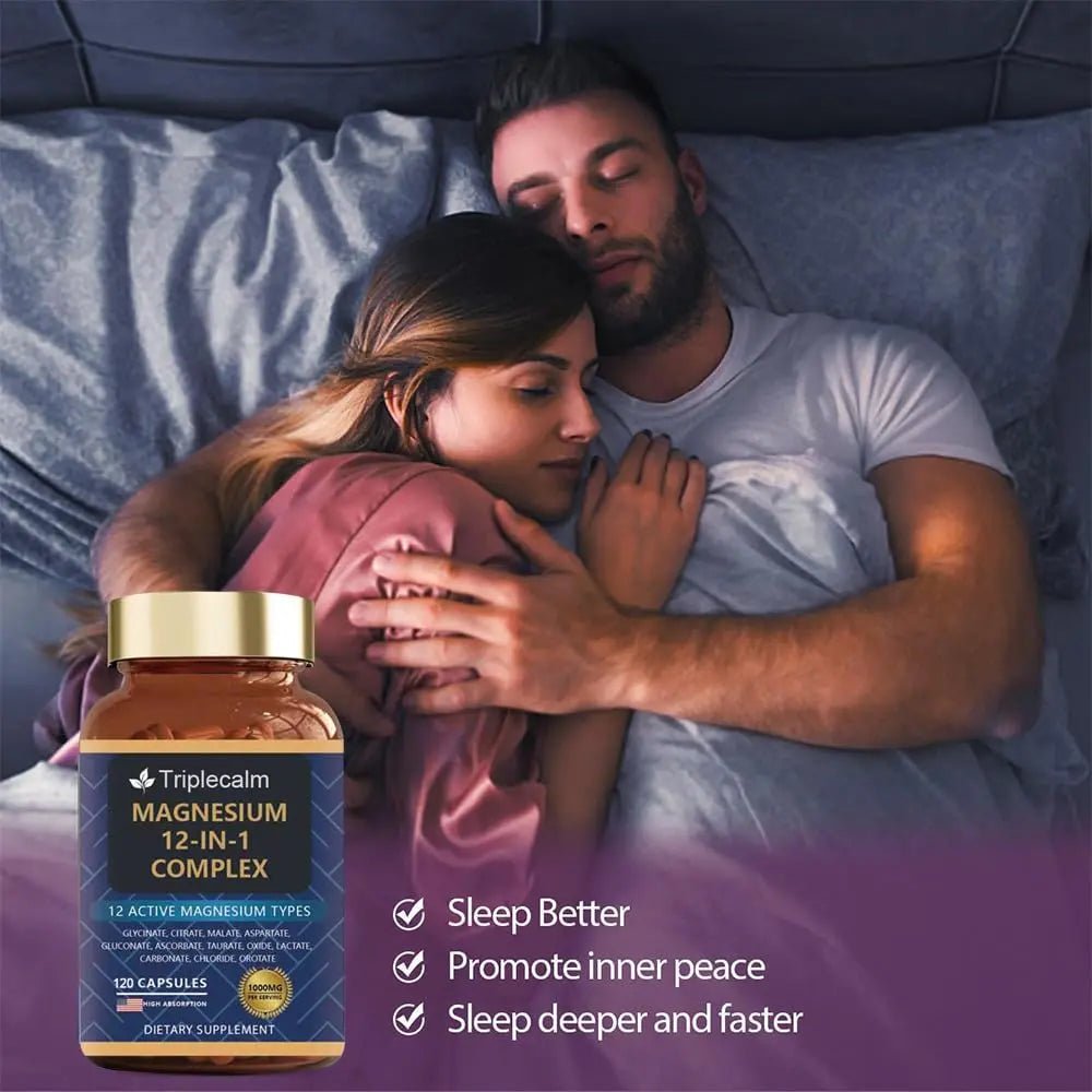 Magnesium Complex 12 in 1 Supplement - 12 Elemental 1000mg - Magnesium Glycinate, Citrate, Malate, Taurate - High Absorption,for Muscle, Nerve & Sleep Support - 120 Capsules - TrustMedUSA