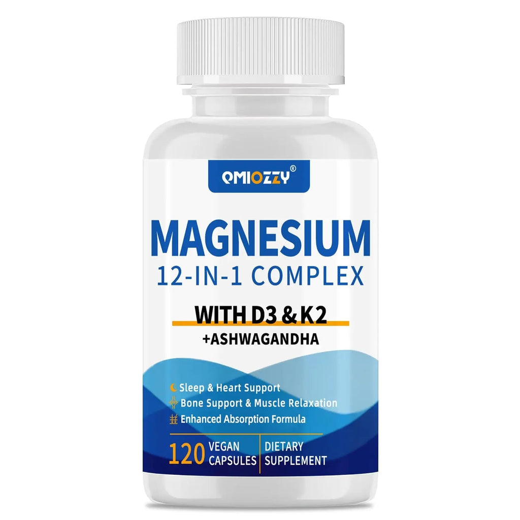 Magnesium Complex 12 in 1 Supplement for Women & Men 700mg, Magnesium Glycinate with Vitamin D3 K2, Citrate Malate Oxide Taurate Aspartate Orotate, for Relaxation, Heart, Energy, Muscle, 120 Capsules - TrustMedUSA
