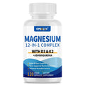 Magnesium Complex 12 in 1 Supplement for Women & Men 700mg, Magnesium Glycinate with Vitamin D3 K2, Citrate Malate Oxide Taurate Aspartate Orotate, for Relaxation, Heart, Energy, Muscle, 120 Capsules - TrustMedUSA