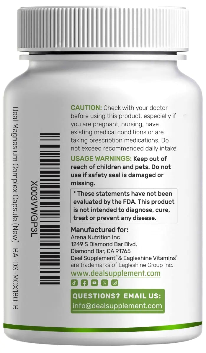Magnesium Complex 500mg, 240 Veggie Capsules – 10-in-1 Glycinate, Citrate, Malate, Oxide, & More – 100% Chelated for Easy Absorption – Essential Mineral Supplement – Non-GMO - TrustMedUSA