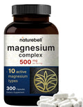 Magnesium Complex 500mg, 300 Capsules | 10-in-1 Magnesium Glycinate, Citrate, Malate & More | Chelated Form for Easy Absorption | Non-GMO - TrustMedUSA