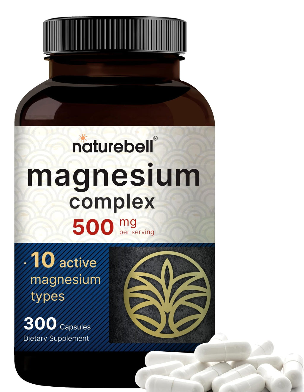Magnesium Complex 500mg, 300 Capsules | 10-in-1 Magnesium Glycinate, Citrate, Malate & More | Chelated Form for Easy Absorption | Non-GMO - TrustMedUSA