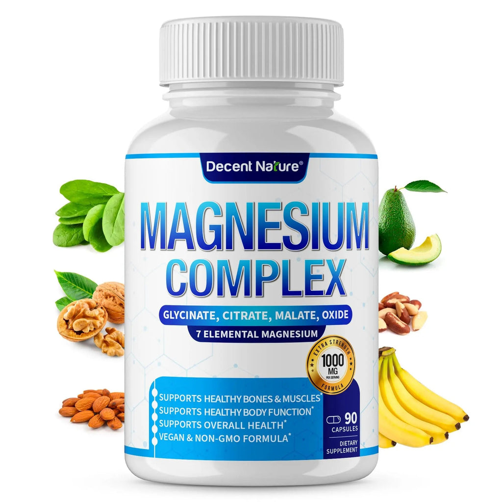 Magnesium Complex 7 Elemental Magnesium Supplement 1000mg – Magnesium Glycinate, Citrate, Malate, Taurate, Oxide, Aspartate, Orotate Non-GMO 90 Capsules - TrustMedUSA