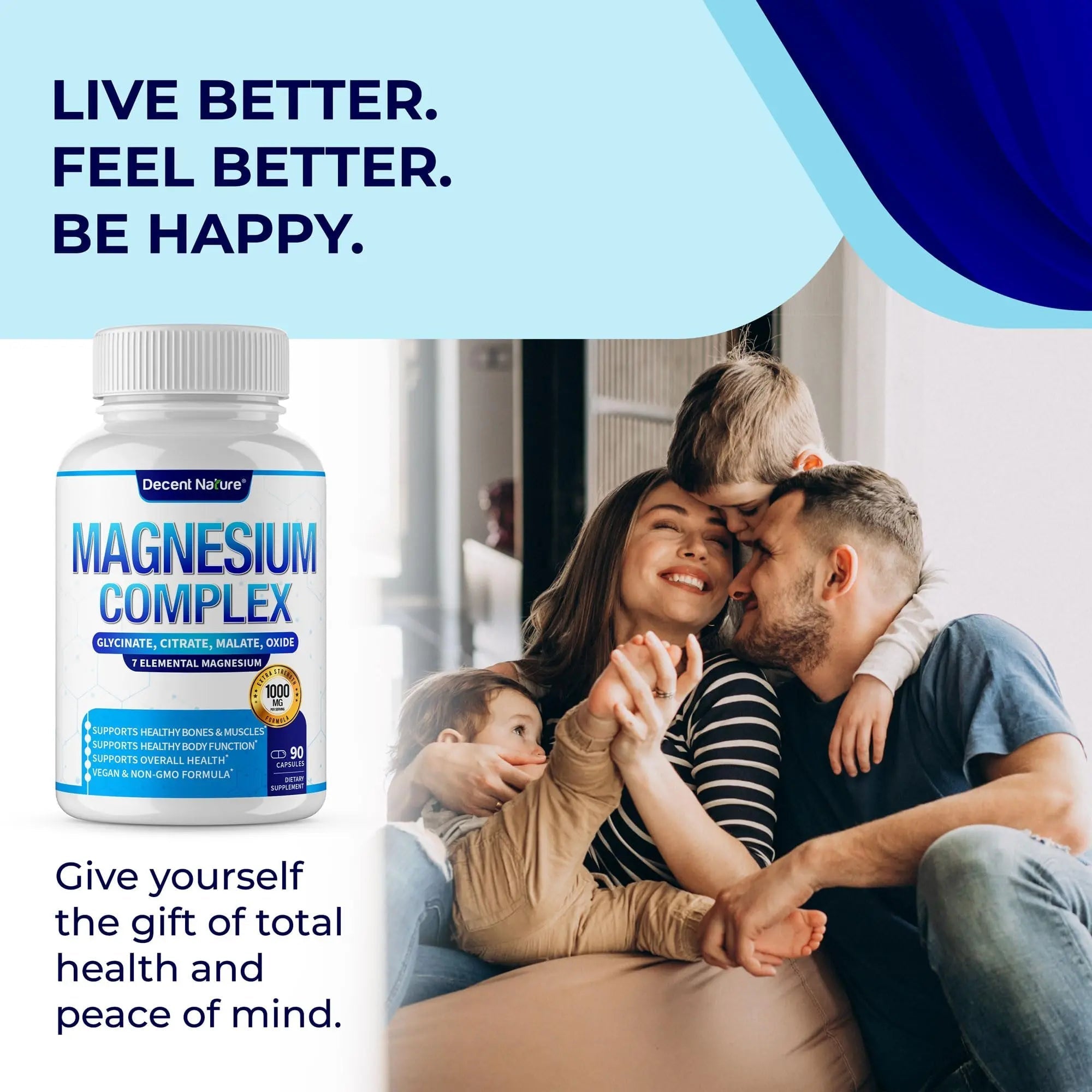 Magnesium Complex 7 Elemental Magnesium Supplement 1000mg – Magnesium Glycinate, Citrate, Malate, Taurate, Oxide, Aspartate, Orotate Non-GMO 90 Capsules - TrustMedUSA