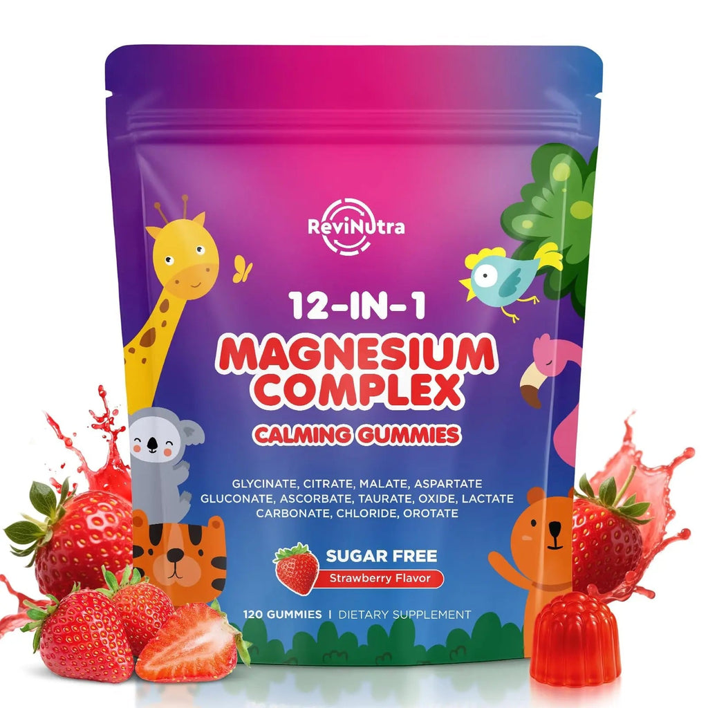 Magnesium Complex 700mg - 12 in 1 Magnesium Gummies with Glycinate, Citrate, Malate, Oxide, Taurate, Aspartate, Orotate - Supports Relaxation, Muscle & Heart - Sugar Free Strawberry 120 Count - TrustMedUSA