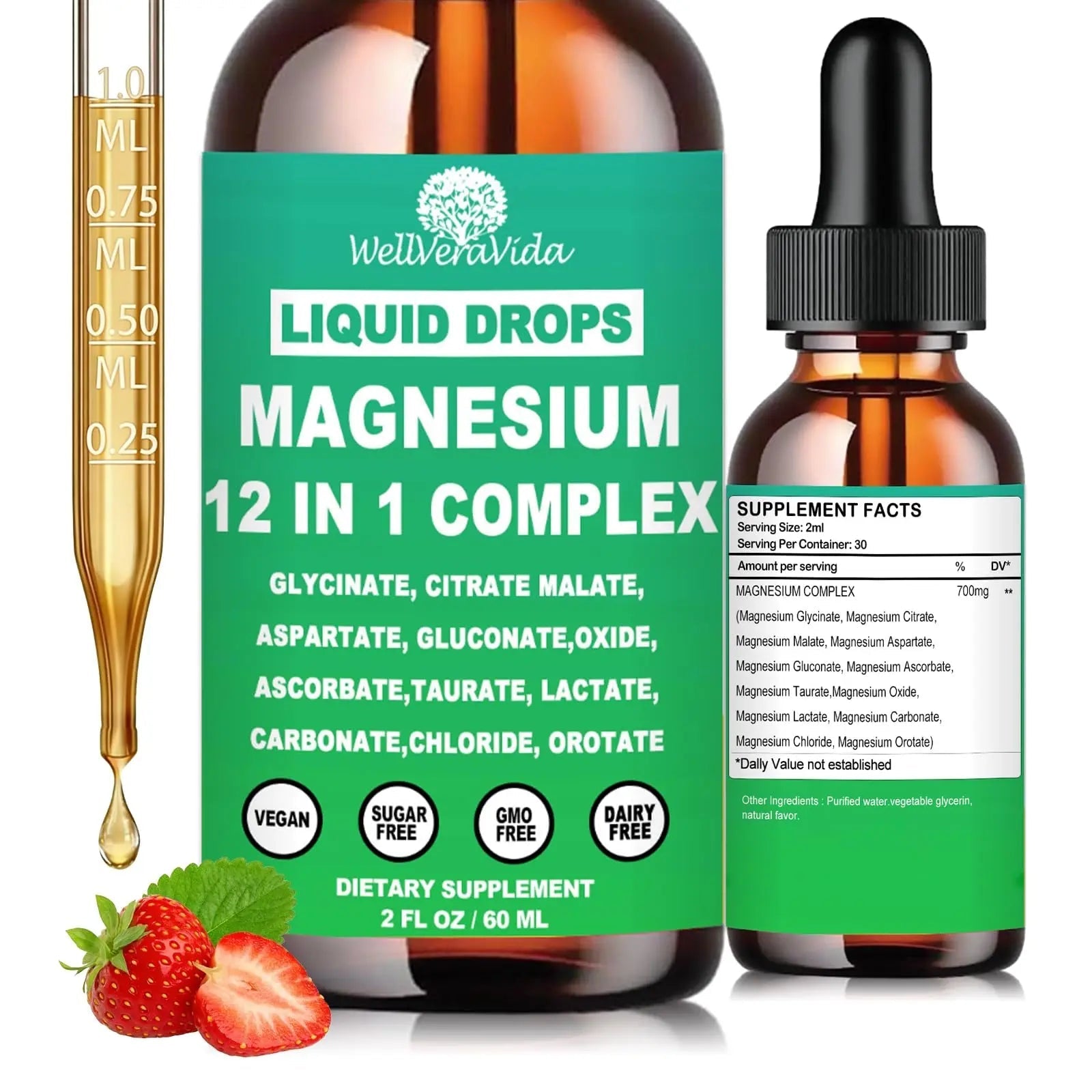 Magnesium Complex 700mg, 12 in 1 Magnesium Supplement with Glycinate Citrate Malate Oxide Taurate Aspartate Orotate Magnesium Relaxation, Muscle, Sleep Support, High Absorption Liquid Magnesium丨Vegan - TrustMedUSA