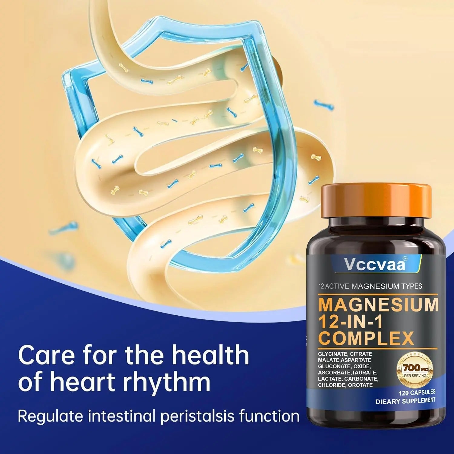 Magnesium Complex 700mg – 12-in-1 Magnesium Supplement with Glycinate, Citrate, Malate, Oxide, Taurate & More – High Absorption for Muscle, Heart, Sleep, Bone, Nerve Support –120 Capsules (1 Pack) - TrustMedUSA