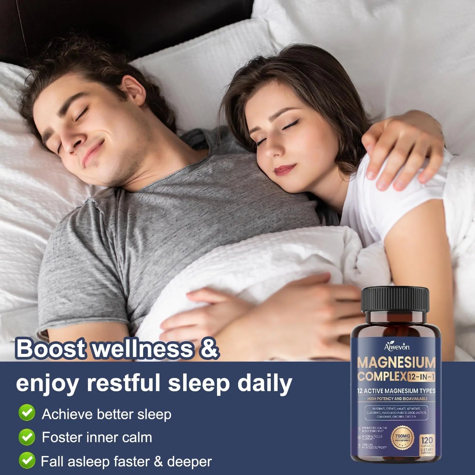 Magnesium Complex 700mg, 12 in 1 Magnesium Supplement with Glycinate, Citrate, Malate, Oxide, Taurate & Orotate, High Absorption Magnesium for Sleep, Muscle, Nerve & Heart Support, Vegan, 120 Capsules - TrustMedUSA
