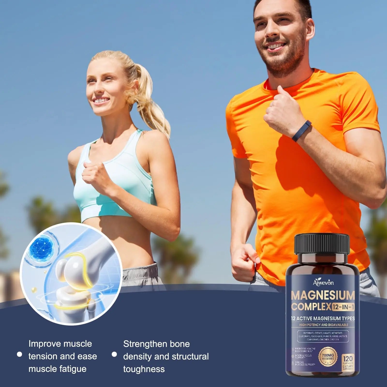 Magnesium Complex 700mg, 12 in 1 Magnesium Supplement with Glycinate, Citrate, Malate, Oxide, Taurate & Orotate, High Absorption Magnesium for Sleep, Muscle, Nerve & Heart Support, Vegan, 120 Capsules - TrustMedUSA