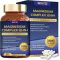 Magnesium Complex 700mg 12 in 1 Magnesium Supplement with Glycinate, Citrate, Malate | Sleep, Calm, Muscle Relaxation, Heart Health Support | Vegan 120 Capsules - TrustMedUSA