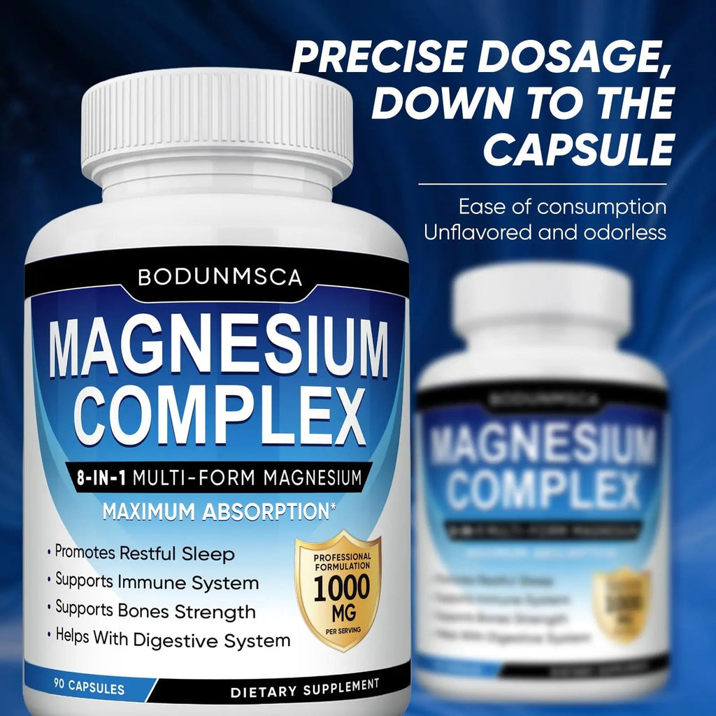 Magnesium Complex, 8 in 1, 1000mg-Glycinate, Citrate, Malate for Easy Absorption, Full Spectrum Magnesium Complex,Supports Relaxation, Sleep & Muscle Function, Magnesio Complex for Women, 180 Capsules - TrustMedUSA