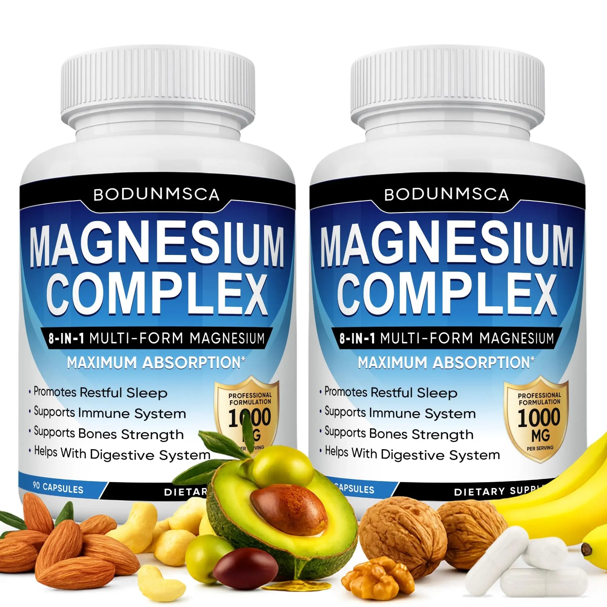Magnesium Complex, 8 in 1, 1000mg-Glycinate, Citrate, Malate for Easy Absorption, Full Spectrum Magnesium Complex,Supports Relaxation, Sleep & Muscle Function, Magnesio Complex for Women, 180 Capsules - TrustMedUSA