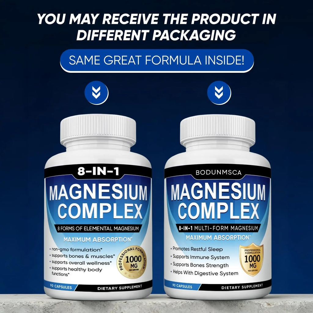 Magnesium Complex, 8 in 1, 1000mg-Glycinate, Citrate, Malate for Easy Absorption, Full Spectrum Magnesium Complex,Supports Relaxation, Sleep & Muscle Function, Magnesio Complex for Women, 180 Capsules - TrustMedUSA