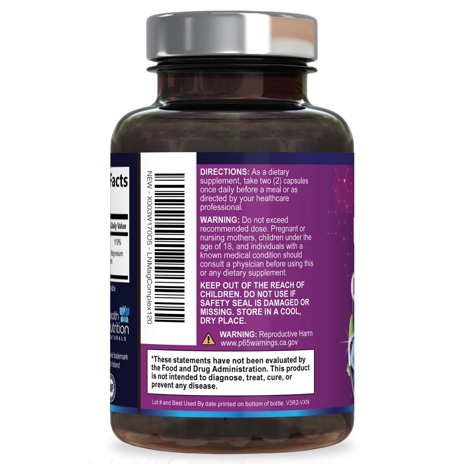 Magnesium Complex Capsules - 500mg per Serving Magnesium - High Absorption Chelated Mineral Supplement - with Oxide, Glycinate, Malate, Citrate for Muscle Bone and Heart Health Support - 120 Capsules - TrustMedUSA