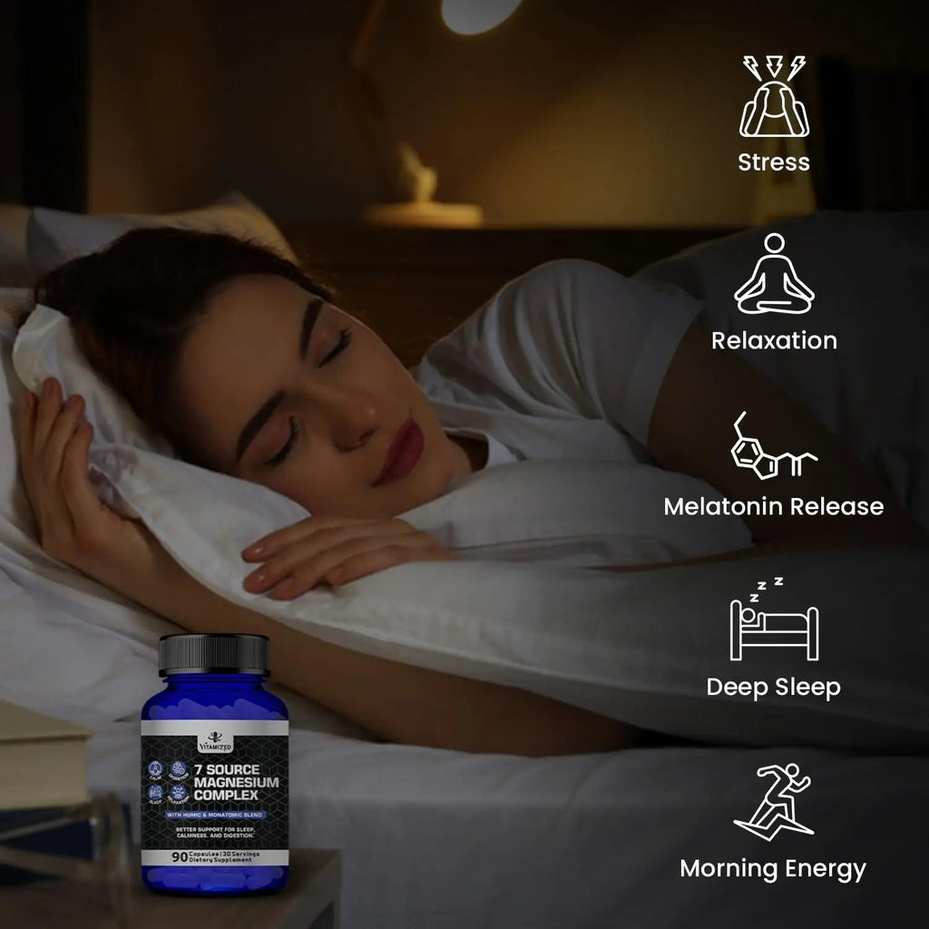 Magnesium Complex for Sleep, Relaxation, Digestion & Calm – Magnesium Glycinate, Citrate, Bisglycinate, Carbonate, Malate, Orotate, Taurate, + Humic/Fulvic for High Absorption - 90 ct. - TrustMedUSA