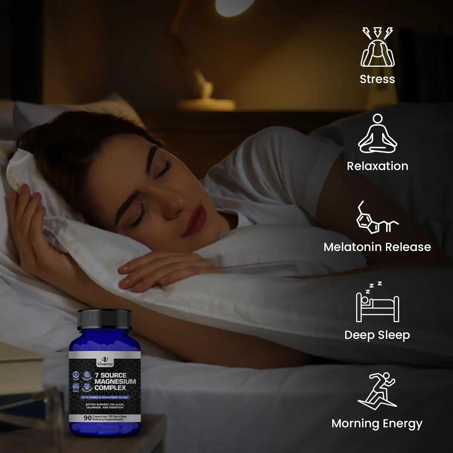 Magnesium Complex for Sleep, Relaxation, Digestion & Calm – Magnesium Glycinate, Citrate, Bisglycinate, Carbonate, Malate, Orotate, Taurate, + Humic/Fulvic for High Absorption - 90 ct. - TrustMedUSA