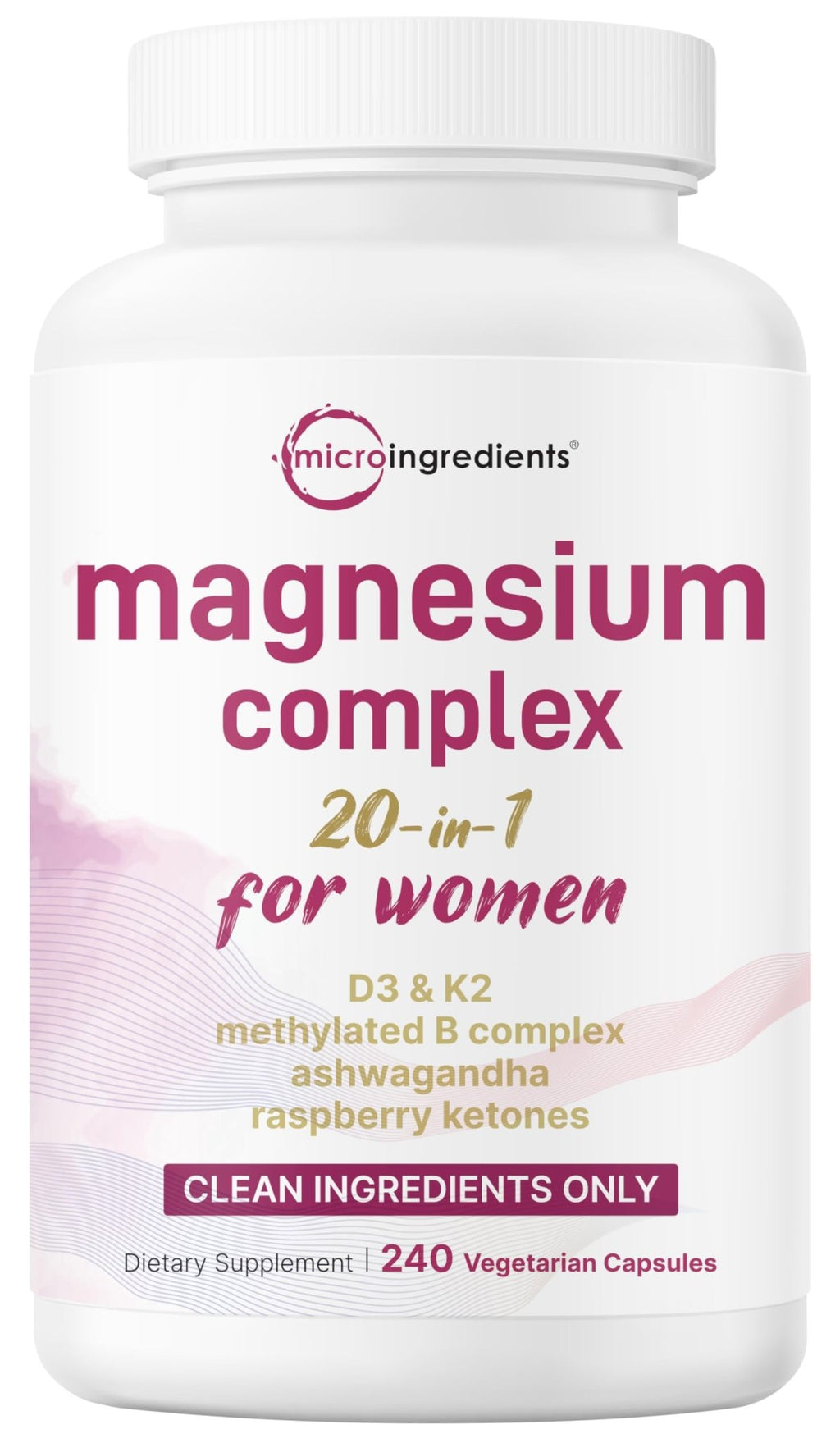 Magnesium Complex for Women, 240 Vegetarian Capsules | 20-in-1 Formula - Magnesium Blend with Vitamin D3, K2 - TrustMedUSA