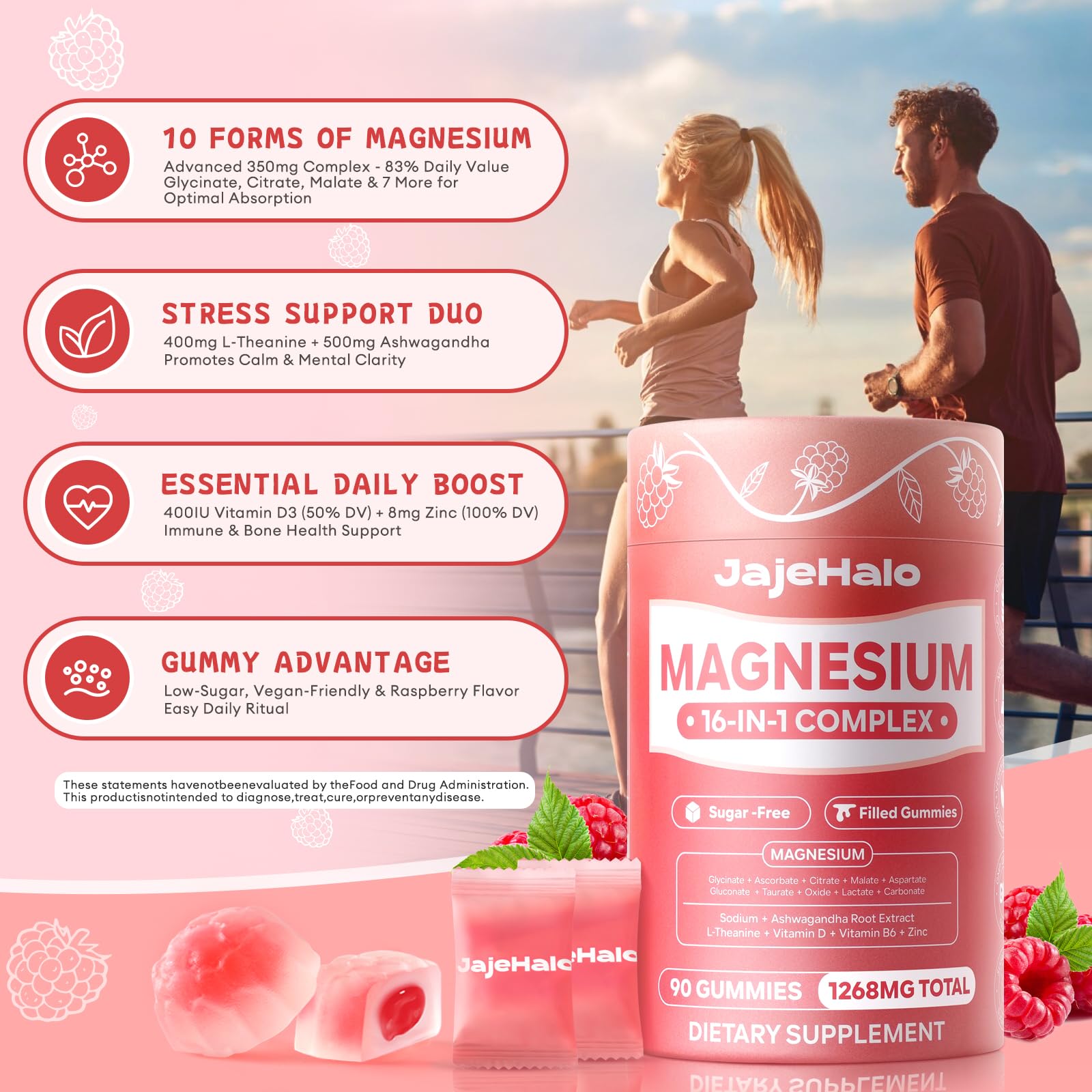 Magnesium Complex for Women Calm Magnesium Glycinate Gummies 400mg Individually Wrapped 16 in 1 90 Sugar-Free L-Threonate,Ashwagandha Root Extract,Vitamin B6,D3,Magnesium Supplement - TrustMedUSA