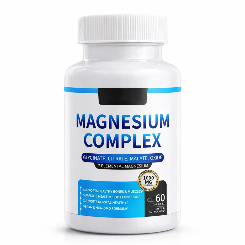Magnesium Complex for Women & Men 1000mg — 7-in-1 Magnesium (Glycinate, Citrate & Malate) for Sleep Support, Stress Relief, Muscle Recovery — Vegan, 60 Capsules - TrustMedUSA