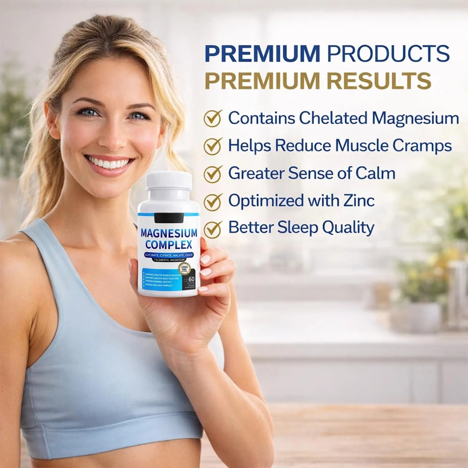 Magnesium Complex for Women & Men 1000mg — 7-in-1 Magnesium (Glycinate, Citrate & Malate) for Sleep Support, Stress Relief, Muscle Recovery — Vegan, 60 Capsules - TrustMedUSA