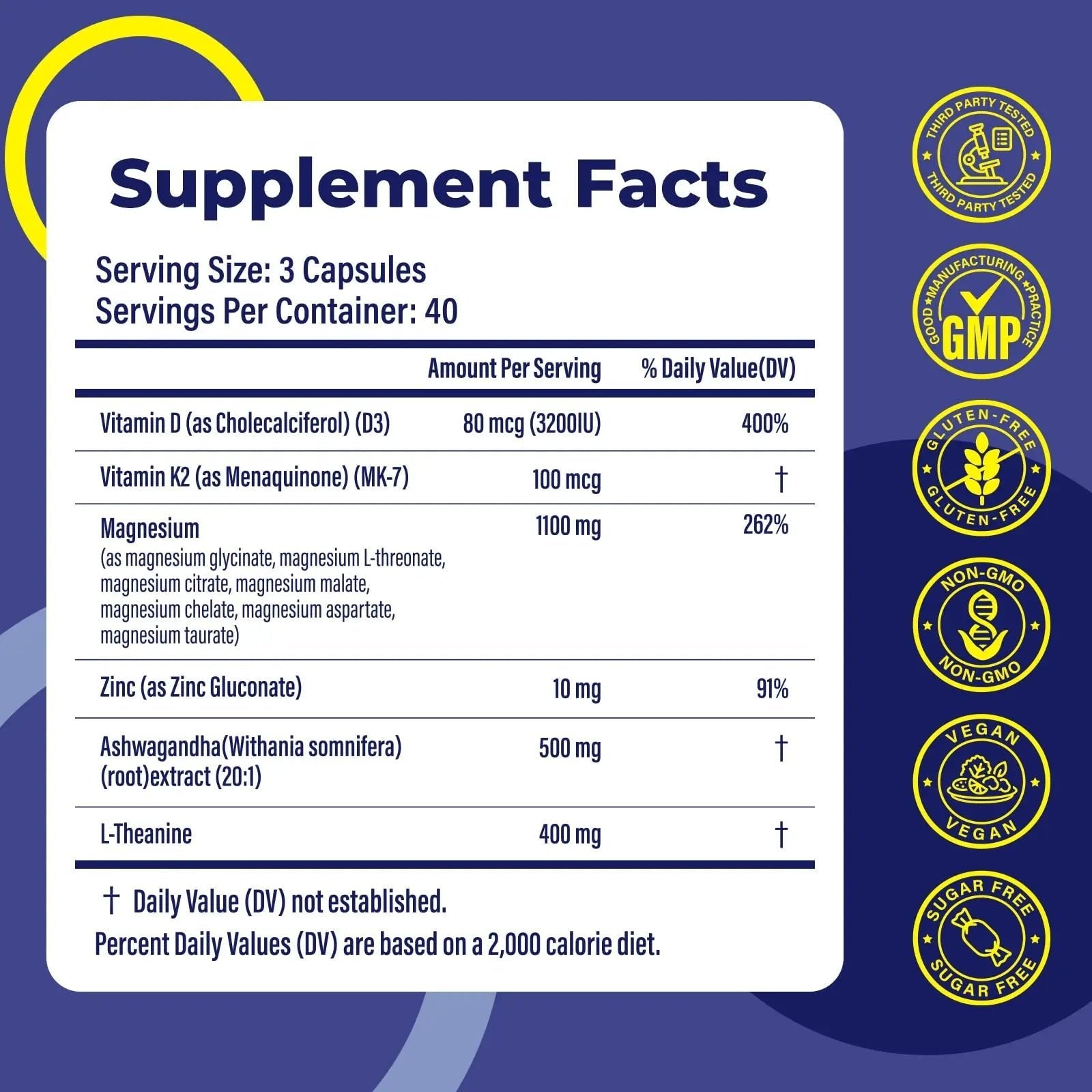 Magnesium Complex for Women & Men 1100mg, 7-in-1 Magnesium Supplement with Ashwagandha & L-Theanine for Calm & Sleep Support, High Absorption, Vegan 120 Capsules - TrustMedUSA