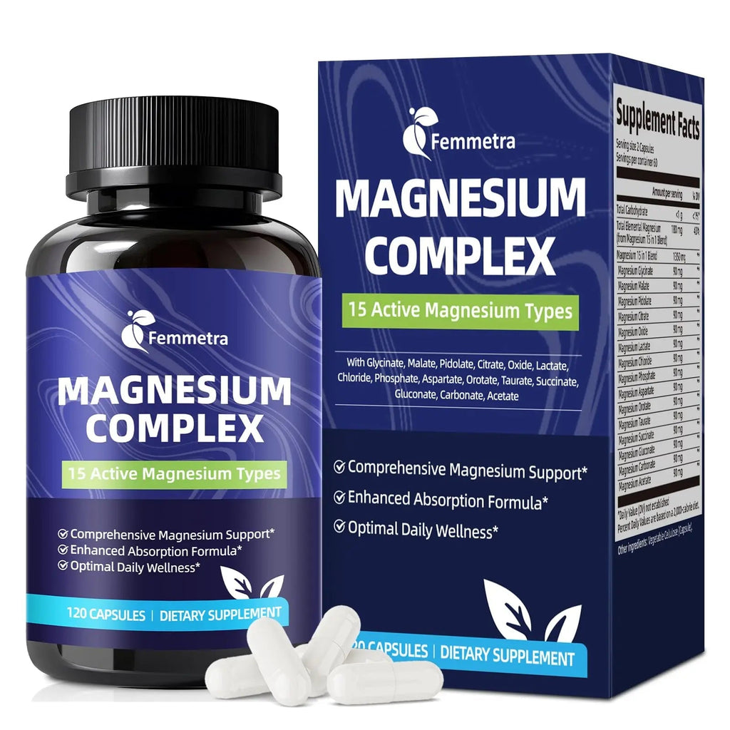 Magnesium Complex for Women Men 1350mg 15 in 1 Pure Magnesium Supplement, with High Absorption Chelated Magnesium Glycinate Citrate Malate & More for Muscle, Heart, Sleep & Bone Support, Vegan 60 Days - TrustMedUSA