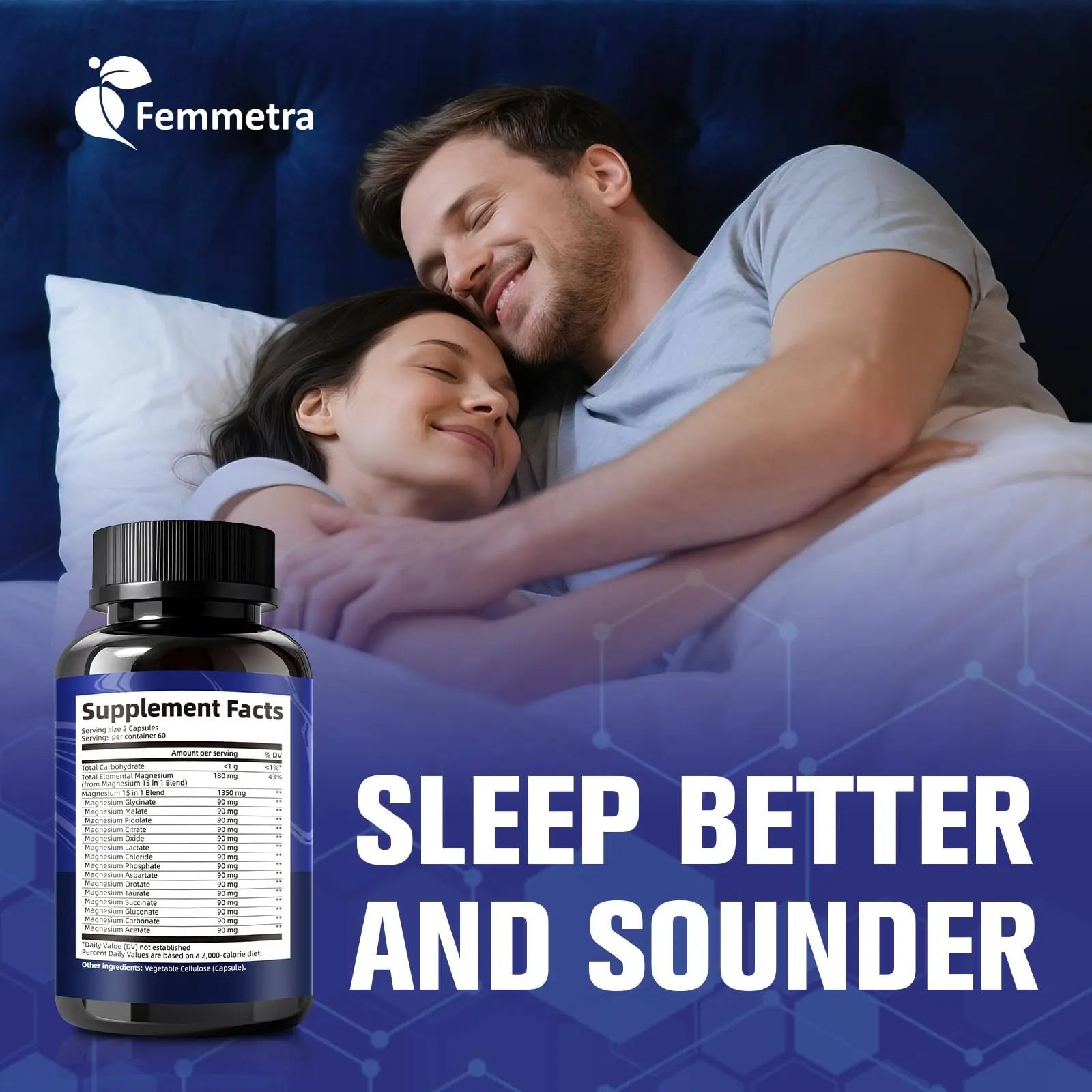 Magnesium Complex for Women Men 1350mg 15 in 1 Pure Magnesium Supplement, with High Absorption Chelated Magnesium Glycinate Citrate Malate & More for Muscle, Heart, Sleep & Bone Support, Vegan 60 Days - TrustMedUSA