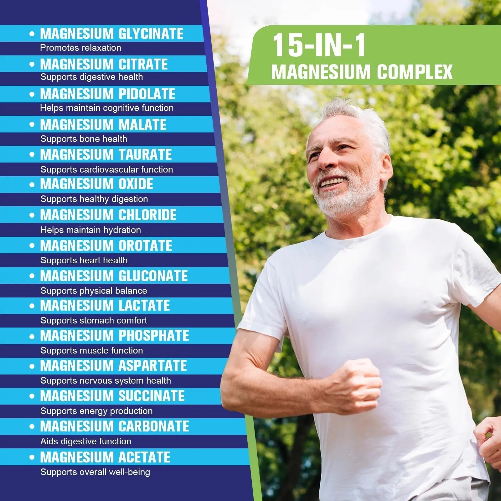 Magnesium Complex for Women Men 1350mg 15 in 1 Pure Magnesium Supplement, with High Absorption Chelated Magnesium Glycinate Citrate Malate & More for Muscle, Heart, Sleep & Bone Support, Vegan 60 Days - TrustMedUSA
