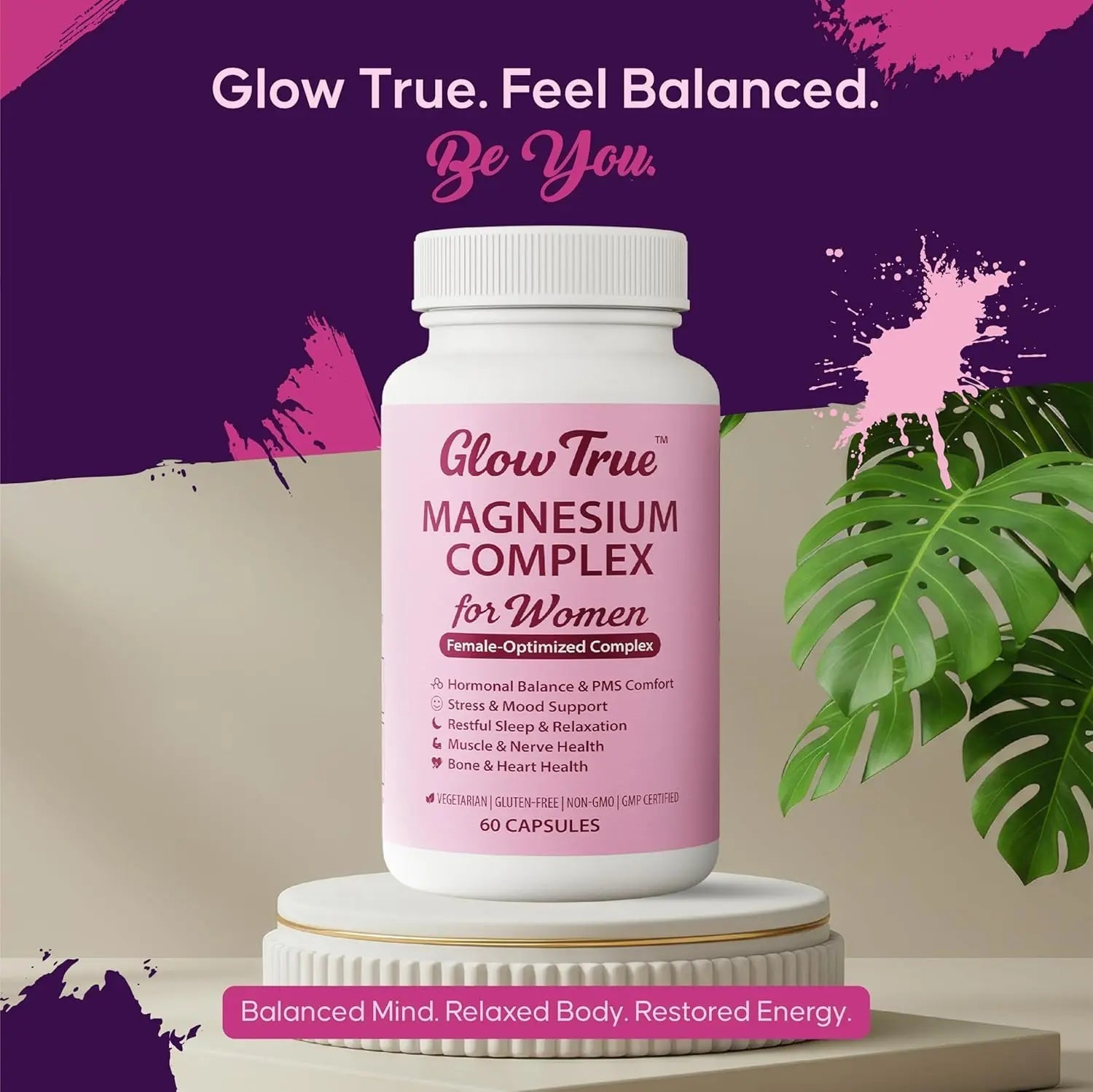 Magnesium Complex for Women – Spectrum 5-Form Magnesium Complex (500 mg), High Absorption Glycinate, Citrate, Oxide & Malate – Vegan, Non-GMO Supports Sleep, Energy, Hormone & Bone – 60 Capsules - TrustMedUSA