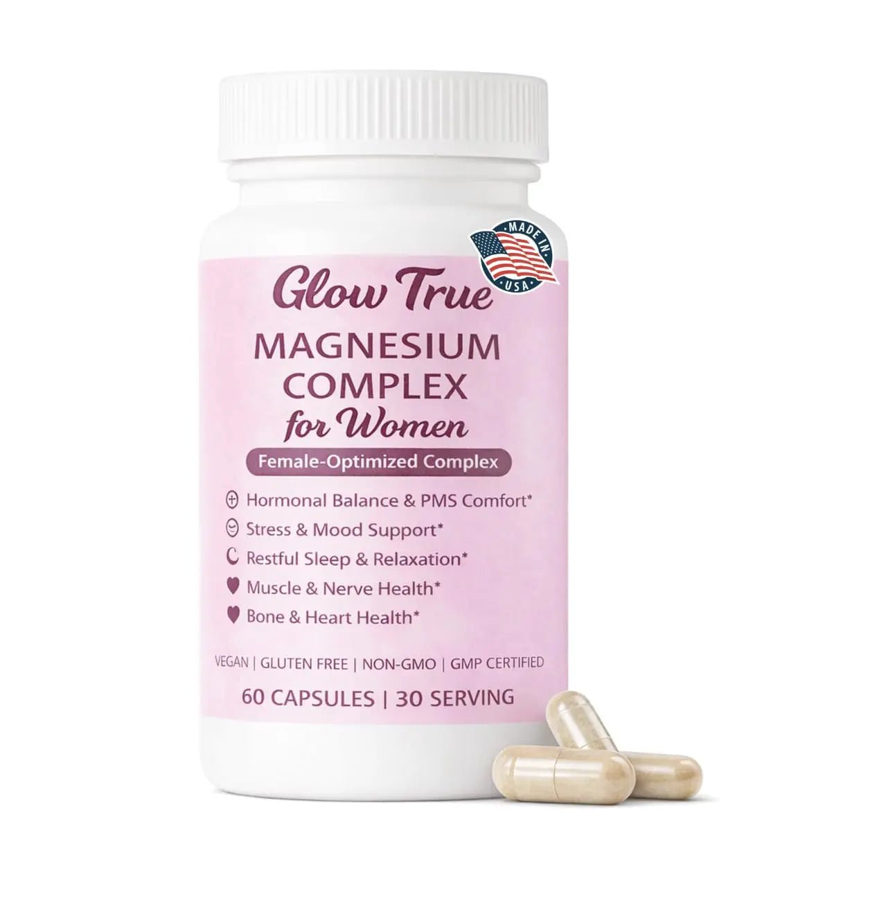 Magnesium Complex for Women – Spectrum 5-Form Magnesium Complex (500 mg), High Absorption Glycinate, Citrate, Oxide & Malate – Vegan, Non-GMO Supports Sleep, Energy, Hormone & Bone – 60 Capsules - TrustMedUSA