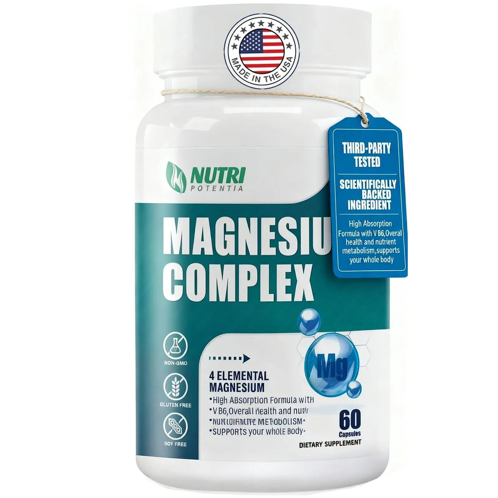 Magnesium Complex for Women&Men,With Glycinate Malate Citrate Taurate.Support for Sleep,Stress Relief,Cognitive Function,Magnesium Supplement 500mg,Third-Party Tested(Made & Tested in USA)-60 Capsules - TrustMedUSA