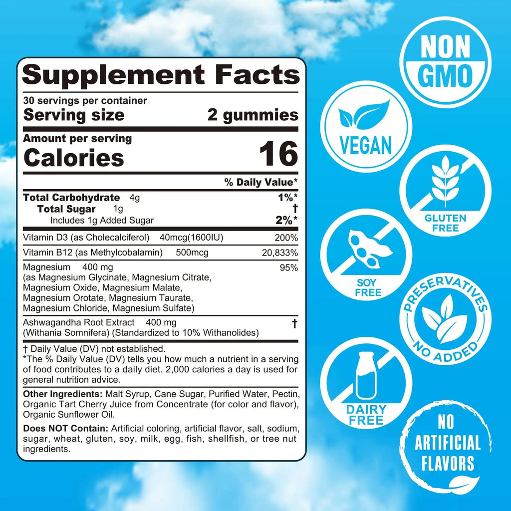 Magnesium Complex Gummies 400mg | as 8 Forms of Magnesium Glycinate, Malate, Citrate, Taurate, Oxide & More | w/Ashwagandha Extract, D3 & B12 Supports for Calm, Zzz, Mood, Muscle Cramp - Vegan 120Cts - TrustMedUSA