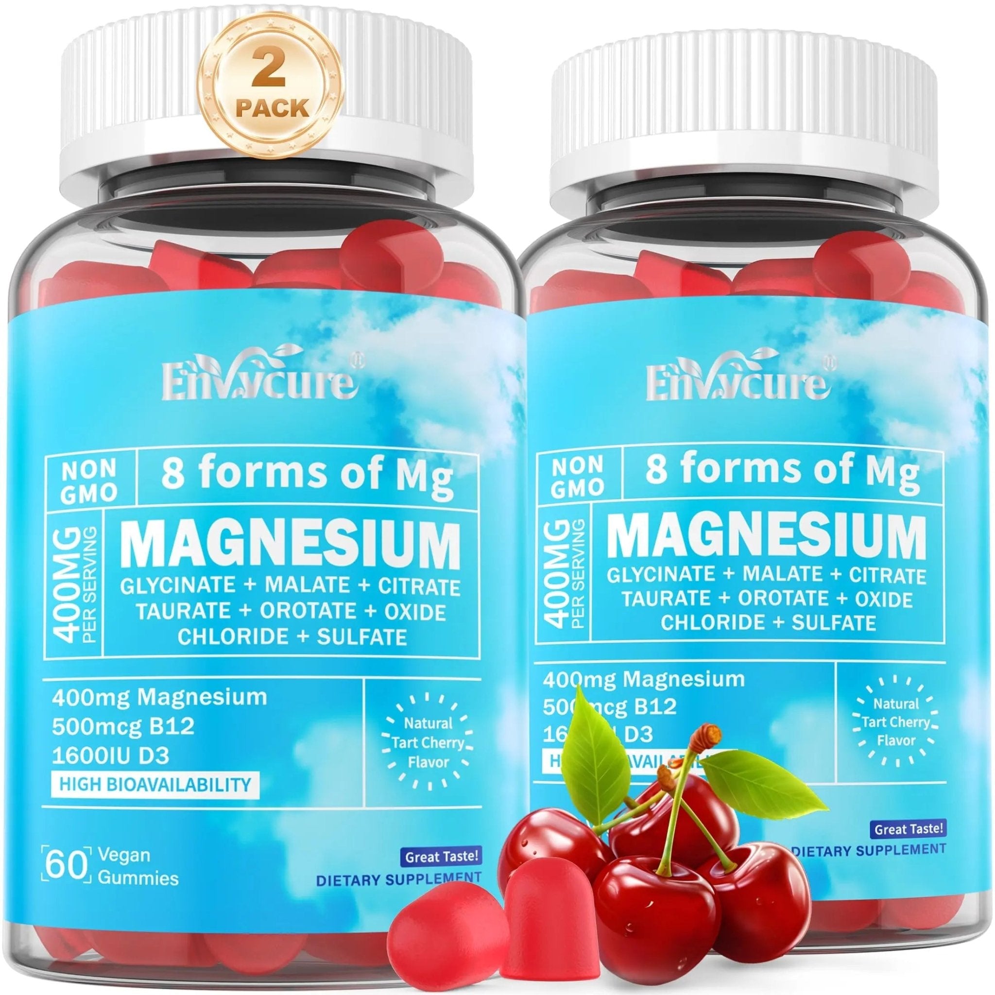 Magnesium Complex Gummies 400mg | as 8 Forms of Magnesium Glycinate, Malate, Citrate, Taurate, Oxide & More | w/Ashwagandha Extract, D3 & B12 Supports for Calm, Zzz, Mood, Muscle Cramp - Vegan 120Cts - TrustMedUSA