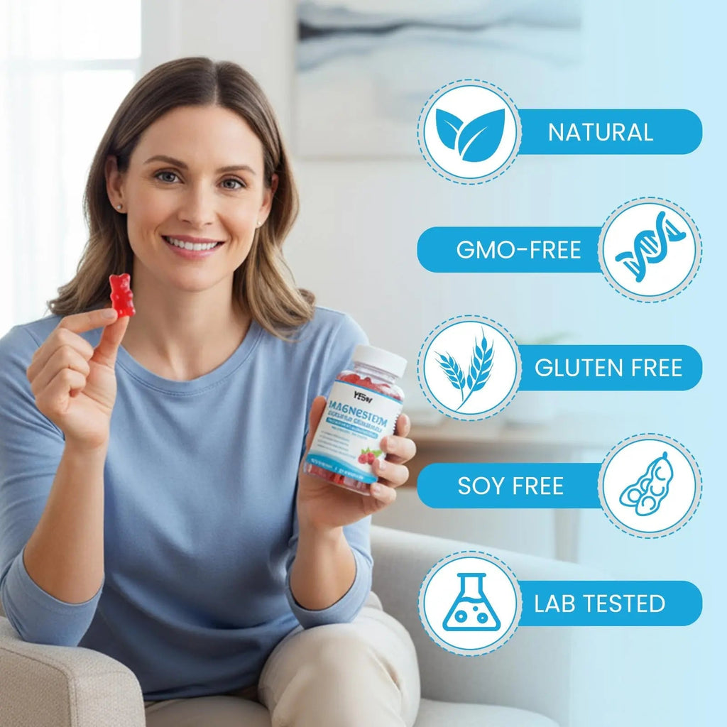 Magnesium Complex Gummies 8 Elemental 1000mg - Magnesium Glycinate, Citrate, Malate, Taurate, Supports Bones, Muscle, Nerve Health, for Women & Men, Vegan Non-GMO, Raspberry Flavor, 60 Count - TrustMedUSA