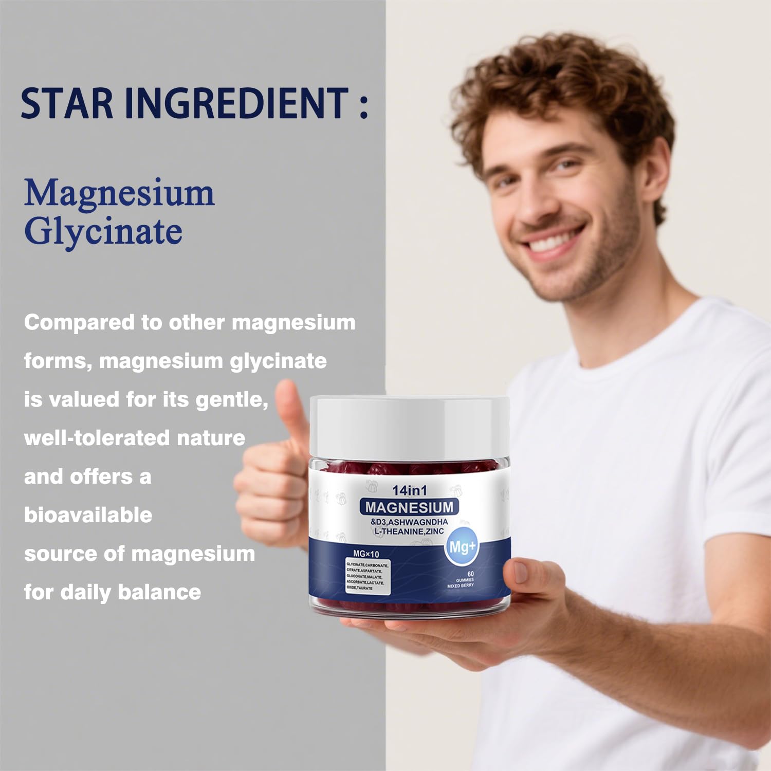 Magnesium Complex Gummies for Women & Men, Calm Magnesium Gummies for Women & Men, 14-in-1 with Ashwagandha, L-Theanine, Vitamin D3 & Zinc, 60 Count (1) - TrustMedUSA