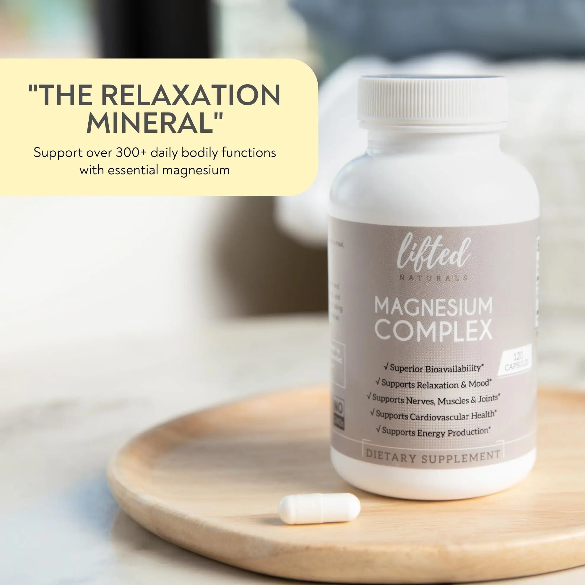 Magnesium Complex - Lifted Naturals Magnesium Supplement w/Bisglycinate, Malate, Taurate - 120 Capsules - Bioavailable Magnesium Formula for Mood, Sleep, Energy Support* - TrustMedUSA
