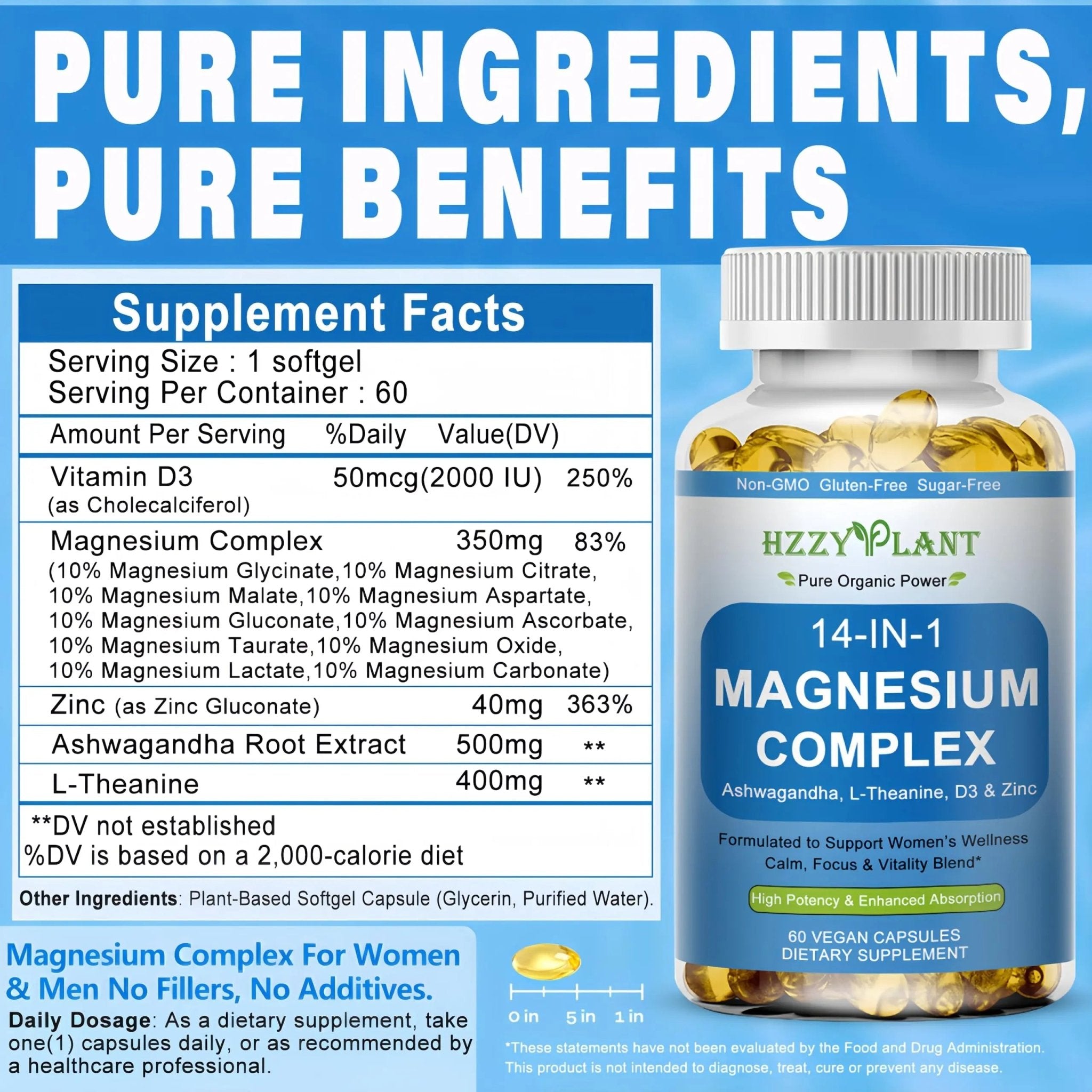 Magnesium Complex Softgels, High Absorption Magnesium Supplement with Glycinate, Citrate, Malate, Taurate, 14-in-1 Magnesium Complex for Women & Men for Muscle, Heart, Sleep Support, 2 Month Supply - TrustMedUSA