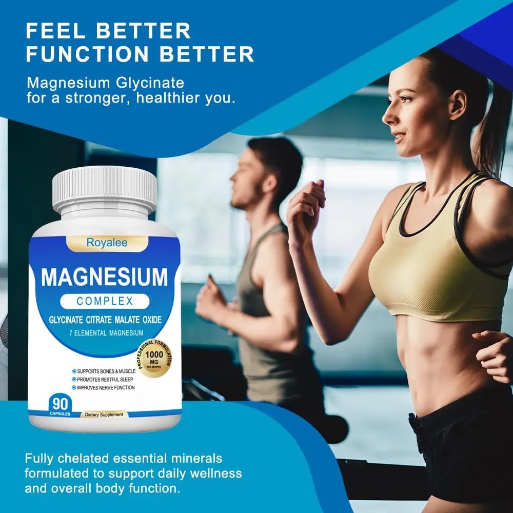 Magnesium Complex Supplement - 1000mg with 7 Magnesium Forms Including Glycinate, Citrate, Malate, Taurate & Orotate - Supports Relaxation, Muscle Function & Bone Strength - 90 Capsules - TrustMedUSA