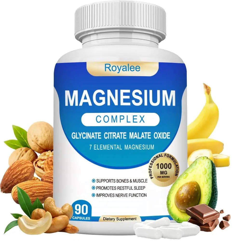 Magnesium Complex Supplement - 1000mg with 7 Magnesium Forms Including Glycinate, Citrate, Malate, Taurate & Orotate - Supports Relaxation, Muscle Function & Bone Strength - 90 Capsules - TrustMedUSA
