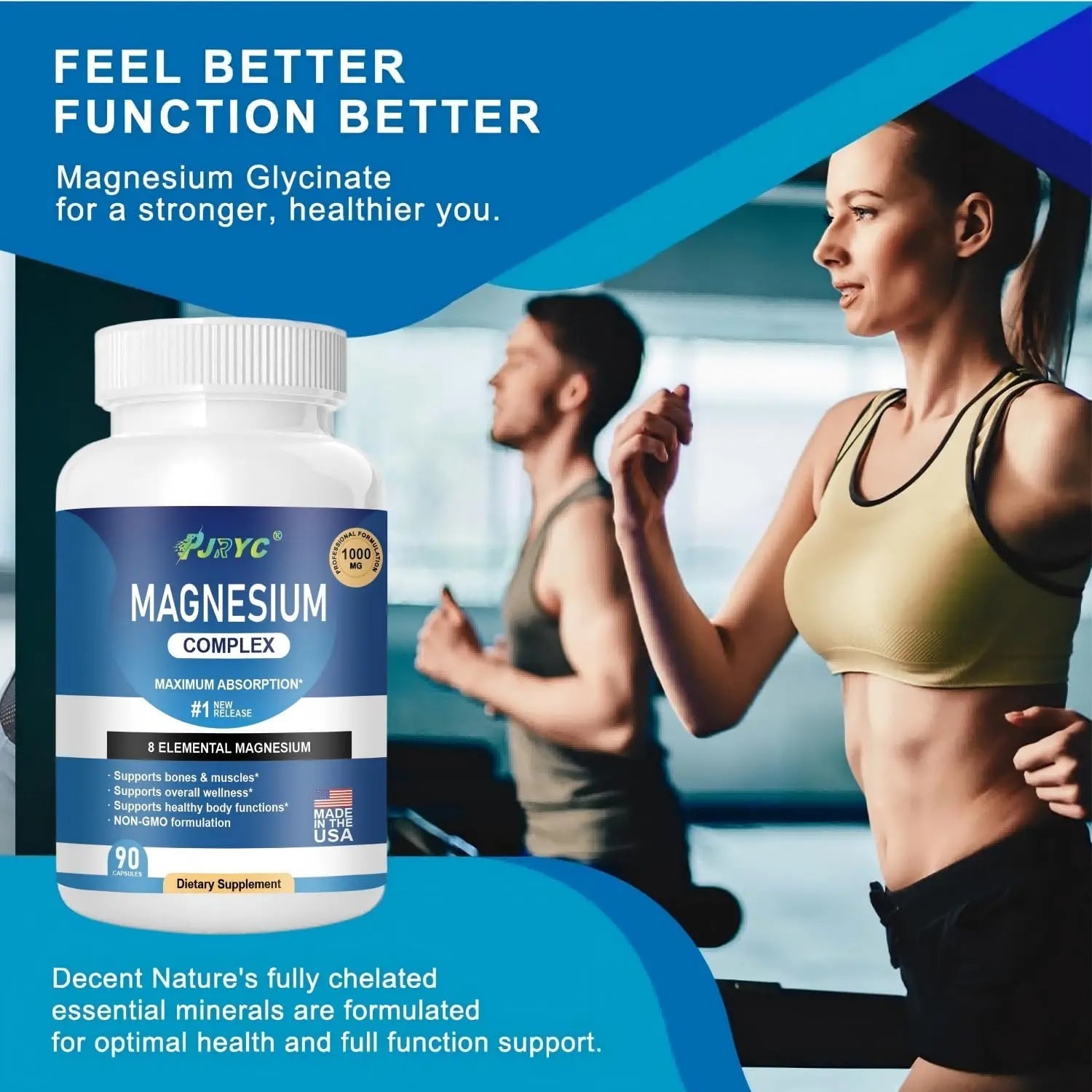 Magnesium Complex Supplement - 1000mg with 8 Magnesium Forms: Glycinate, Citrate, Malate, Taurate & Orotate - Supports Muscle Function, Bone Strength & Relaxation - Vegan, Non-GMO - 180 Capsules - TrustMedUSA